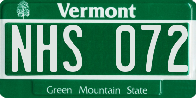VT license plate NHS072
