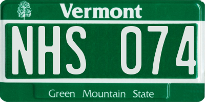 VT license plate NHS074