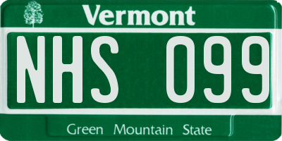VT license plate NHS099