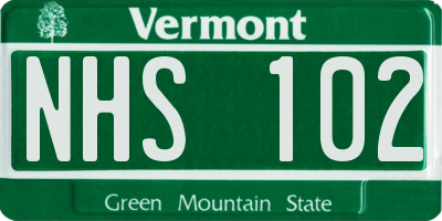 VT license plate NHS102