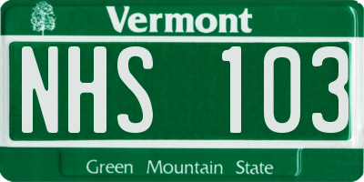 VT license plate NHS103