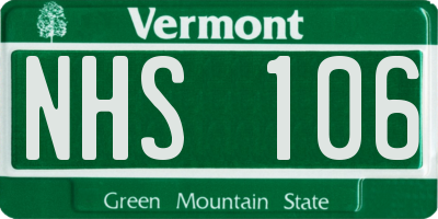 VT license plate NHS106