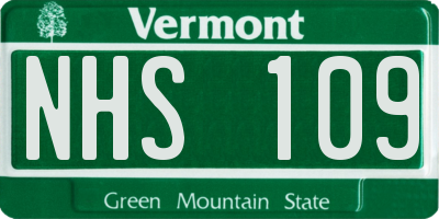 VT license plate NHS109