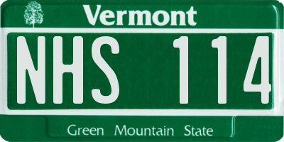 VT license plate NHS114