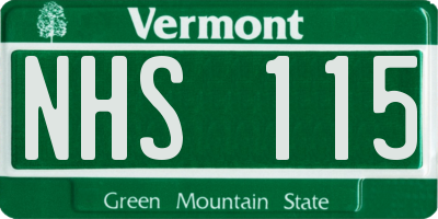 VT license plate NHS115