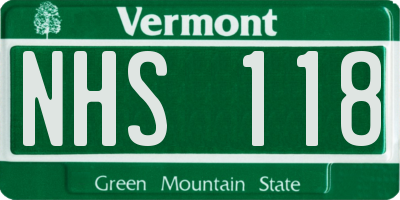 VT license plate NHS118