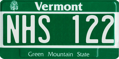 VT license plate NHS122