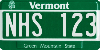 VT license plate NHS123