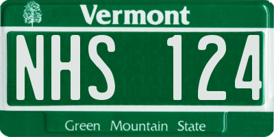 VT license plate NHS124