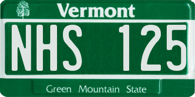 VT license plate NHS125