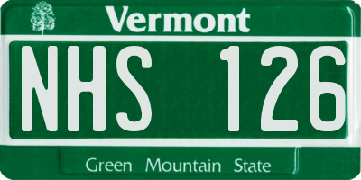 VT license plate NHS126