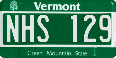 VT license plate NHS129