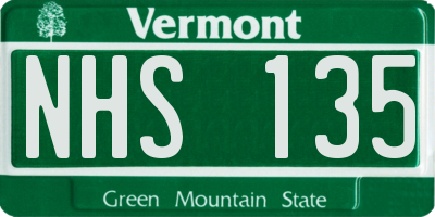 VT license plate NHS135