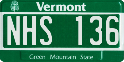 VT license plate NHS136
