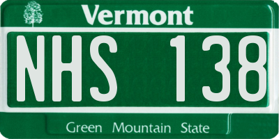 VT license plate NHS138