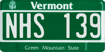 VT license plate NHS139