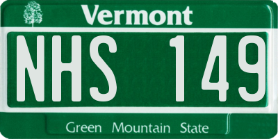 VT license plate NHS149