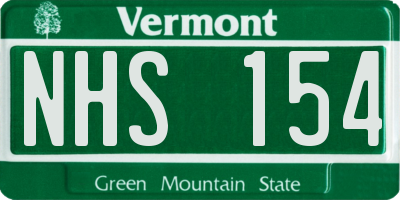 VT license plate NHS154