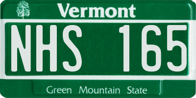VT license plate NHS165