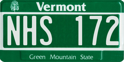 VT license plate NHS172