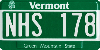 VT license plate NHS178