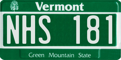 VT license plate NHS181