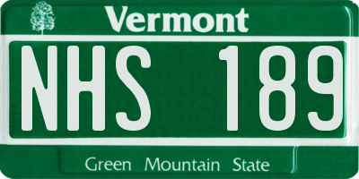 VT license plate NHS189