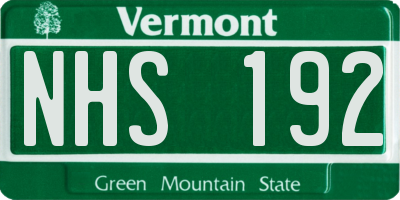 VT license plate NHS192