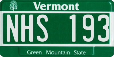 VT license plate NHS193