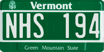 VT license plate NHS194