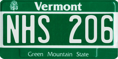 VT license plate NHS206