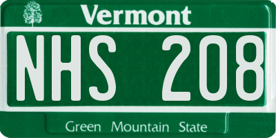 VT license plate NHS208
