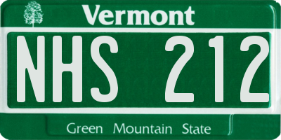 VT license plate NHS212
