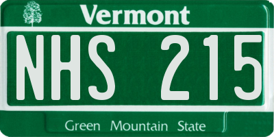 VT license plate NHS215