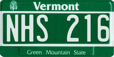 VT license plate NHS216
