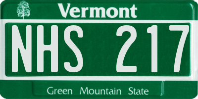VT license plate NHS217
