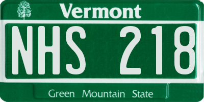 VT license plate NHS218