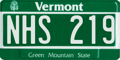 VT license plate NHS219
