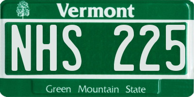 VT license plate NHS225