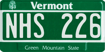 VT license plate NHS226