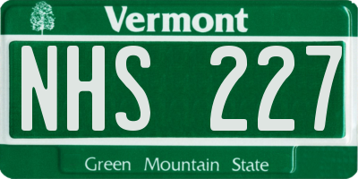 VT license plate NHS227