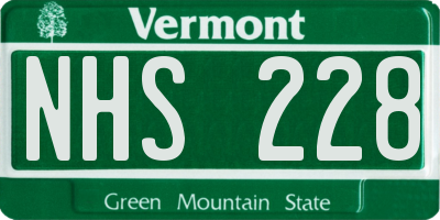 VT license plate NHS228