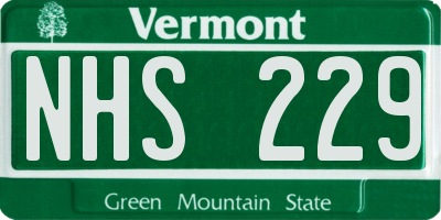 VT license plate NHS229