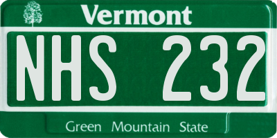 VT license plate NHS232