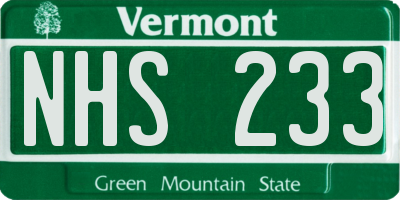 VT license plate NHS233