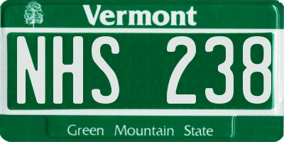 VT license plate NHS238