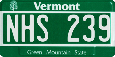 VT license plate NHS239