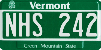 VT license plate NHS242
