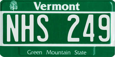VT license plate NHS249