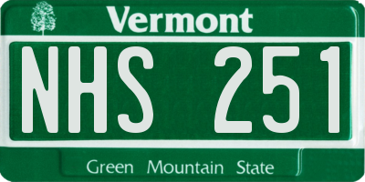 VT license plate NHS251